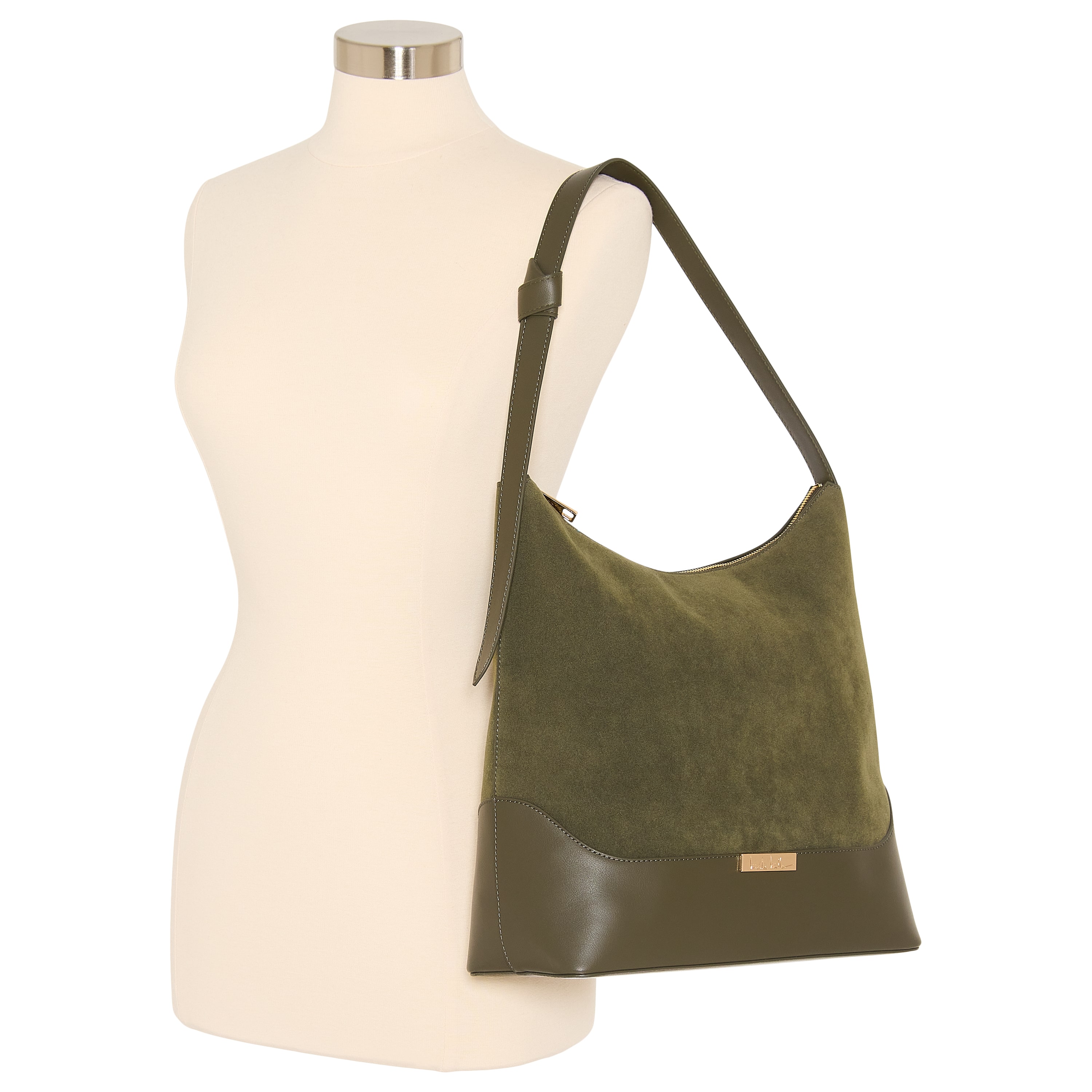 Nicole Miller Mixed Material Hobo Bag