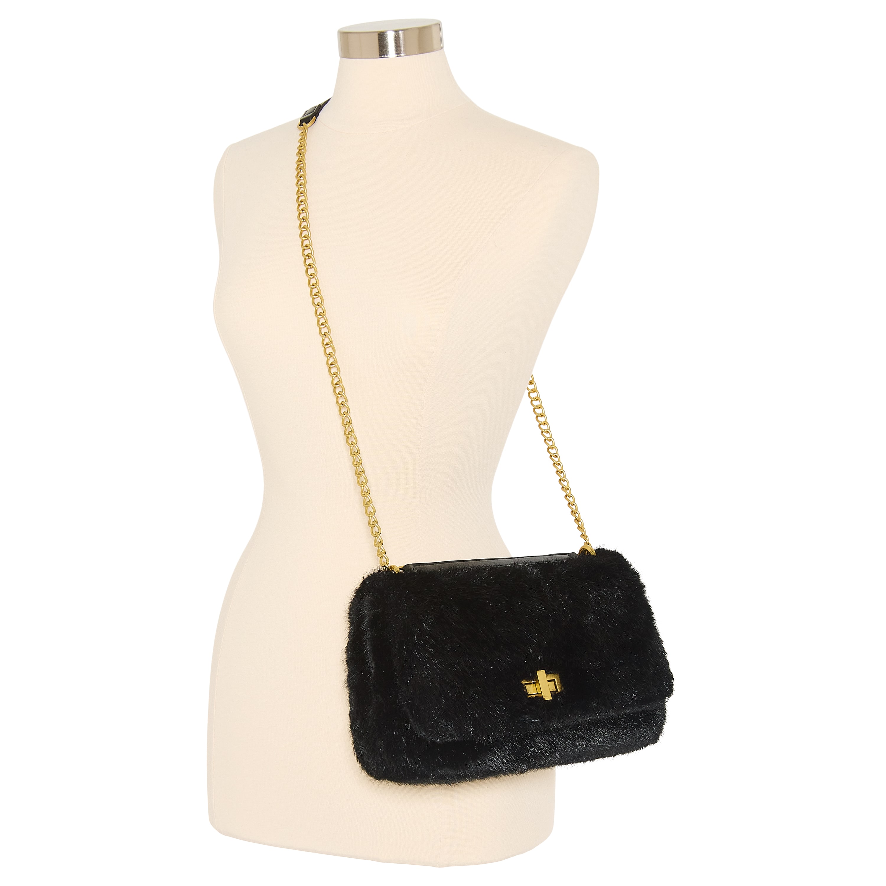 BCBGeneration Chain Faux Fur Shoulder Bag