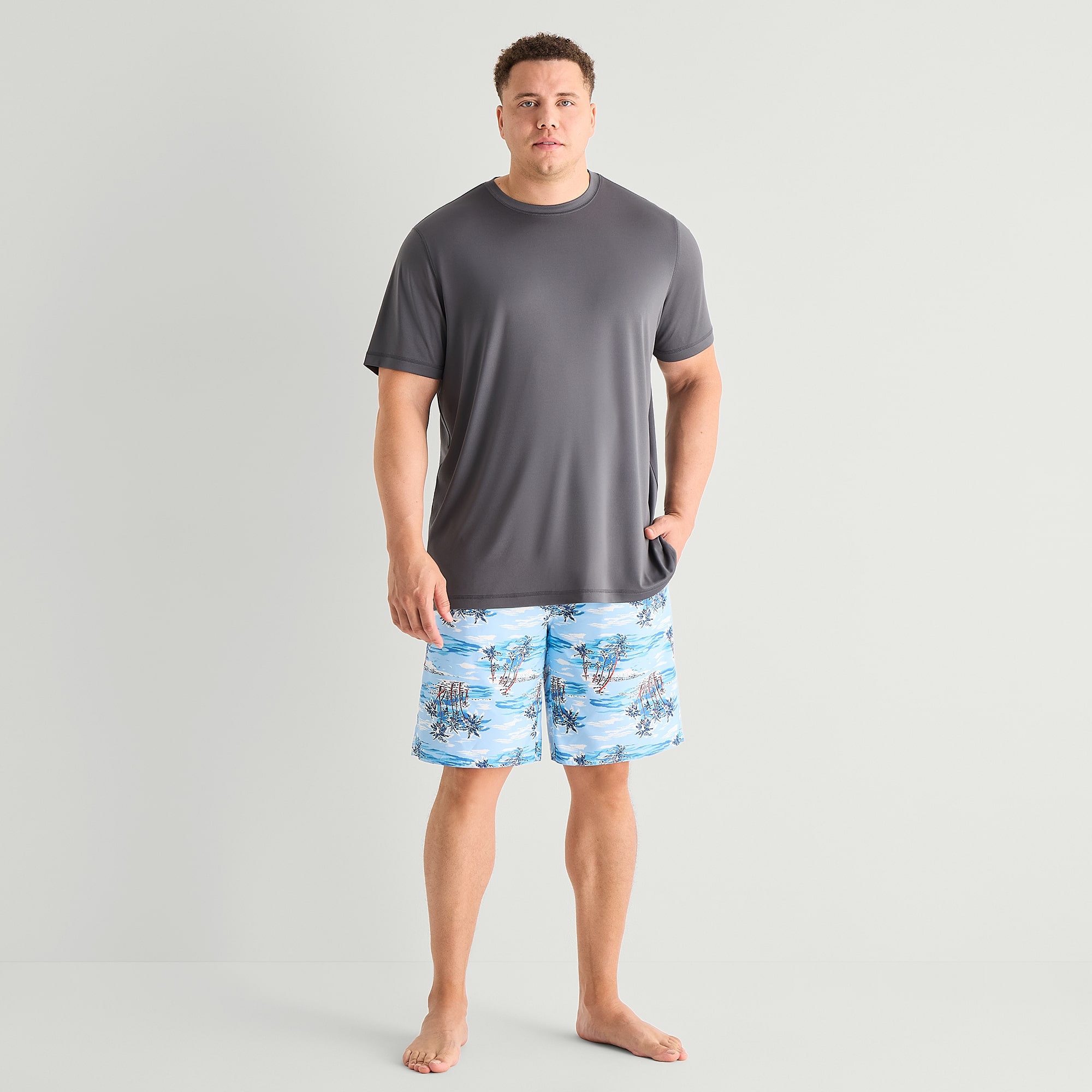 St. John's Bay Mens Short Sleeve Swim Shirt Big and Tall