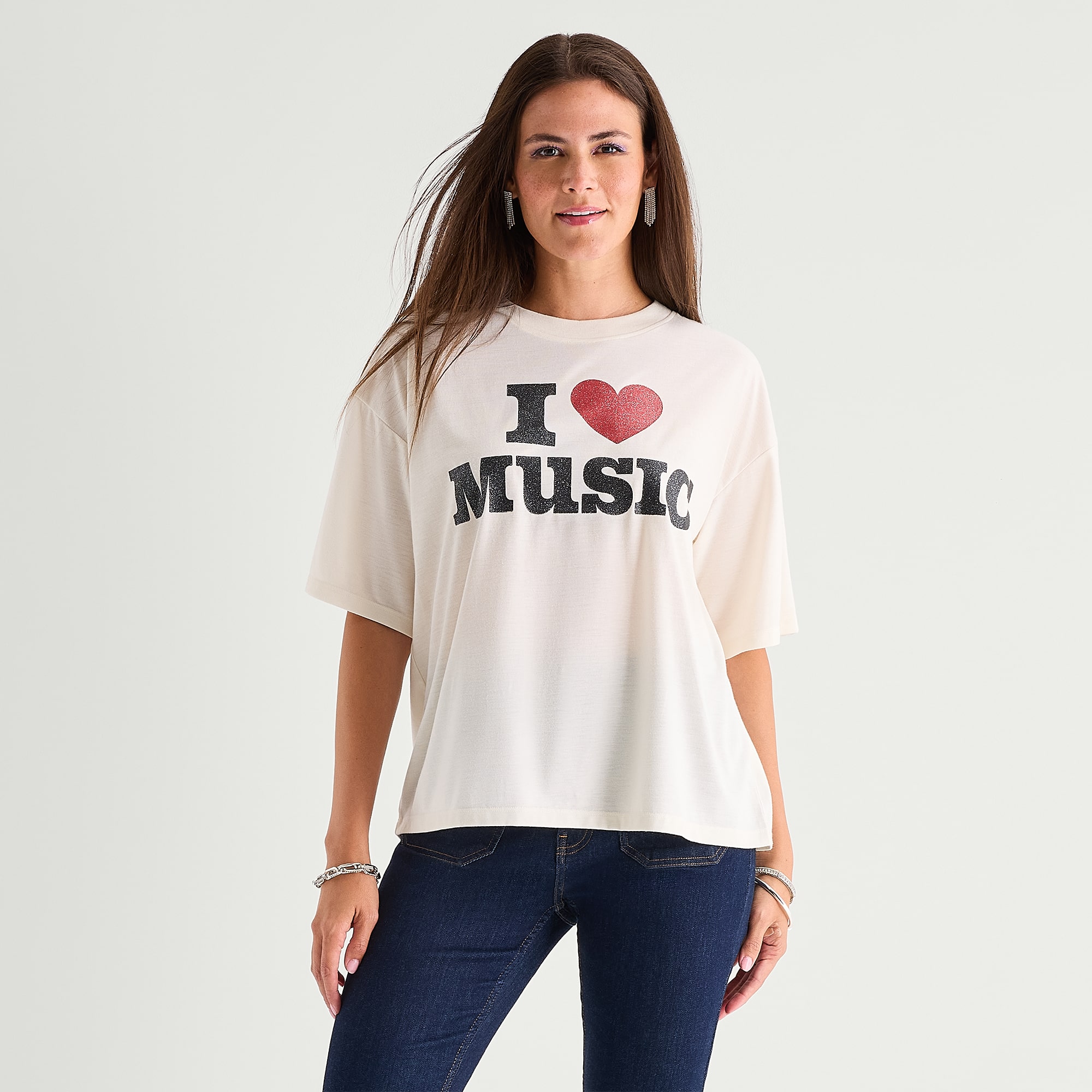 Jingle Ball Womens Crew Neck Short Sleeve Regular Fit Graphic T-Shirt