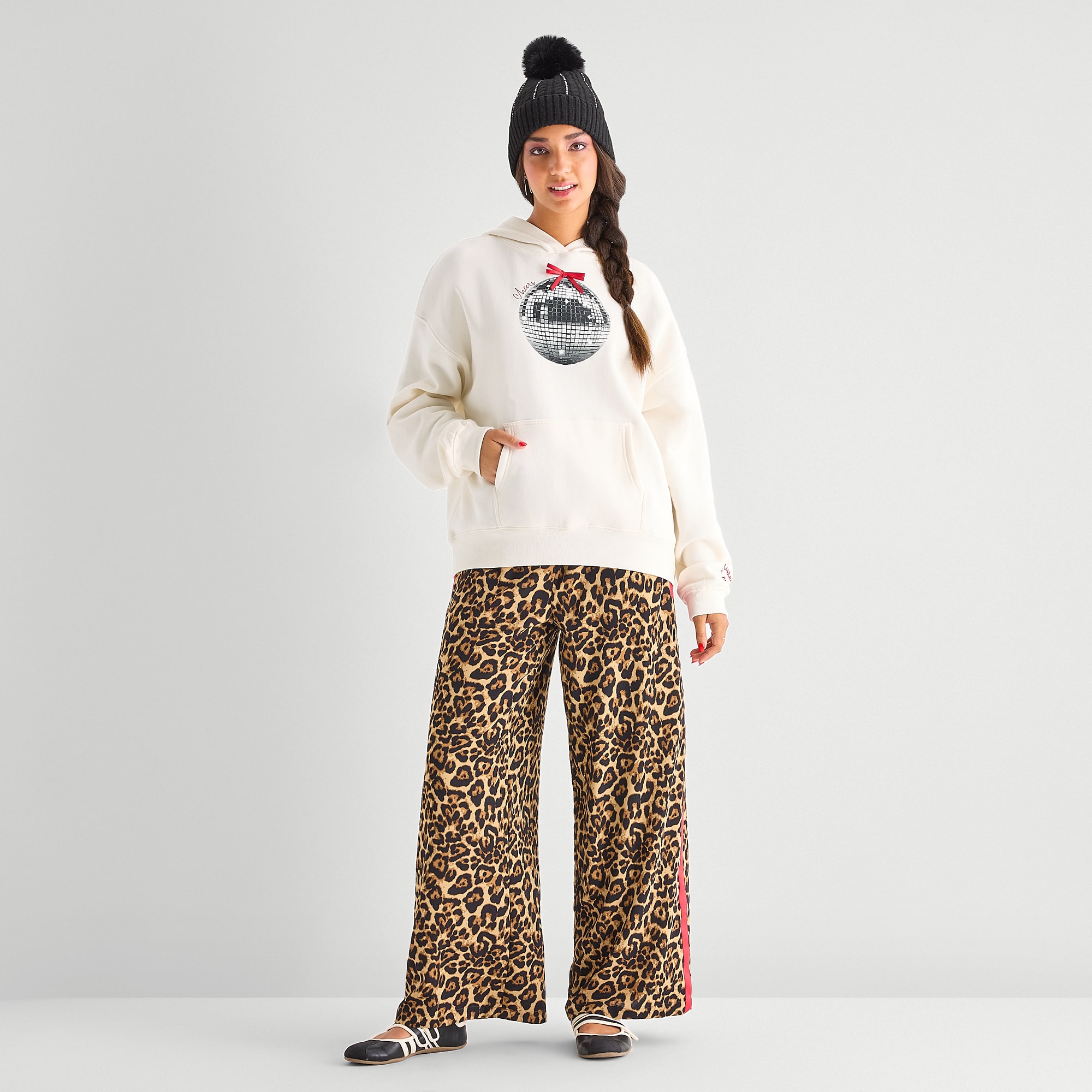 Jingle Ball Womens Long Sleeve Fleece Hoodie