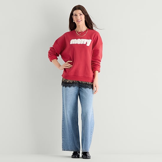 Jingle Ball Womens Crew Neck Long Sleeve Sweatshirt