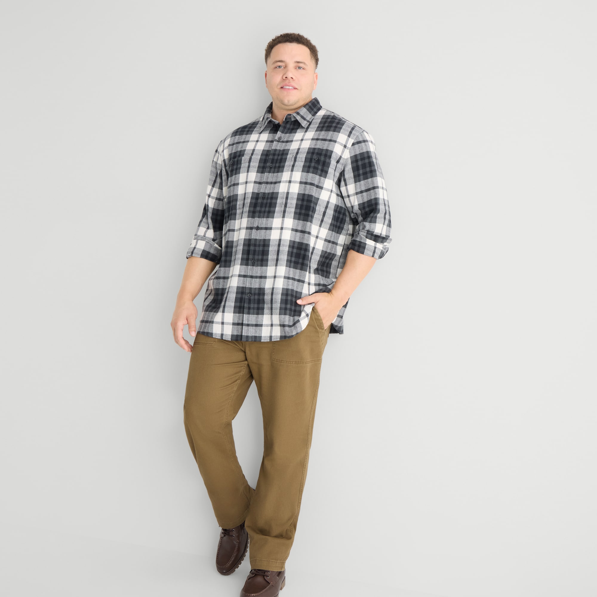 mutual weave Mens Long Sleeve Classic Fit Big and Tall Flannel Shirt