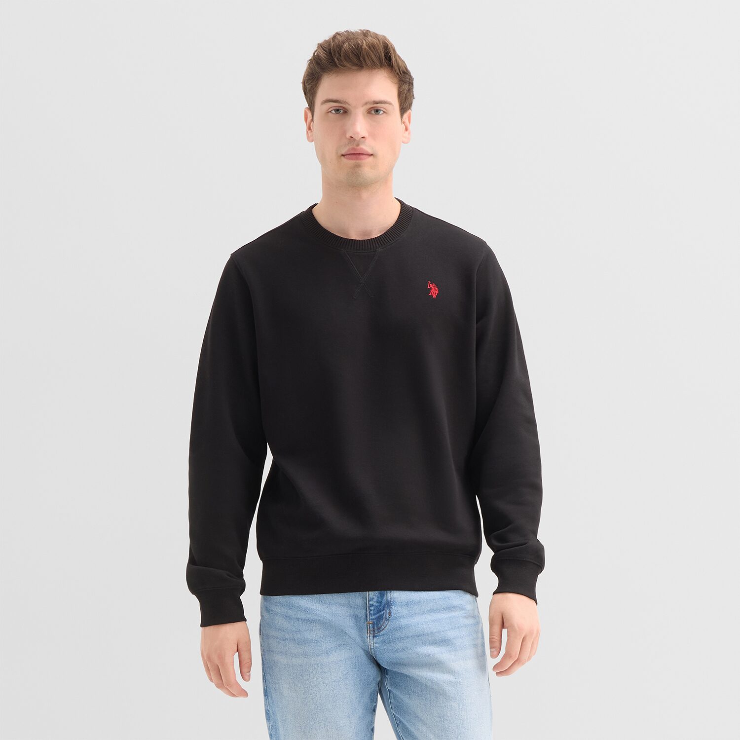 U.S. Polo Assn. Fleece Mens Crew Neck Long Sleeve Embroidered Sweatshirt