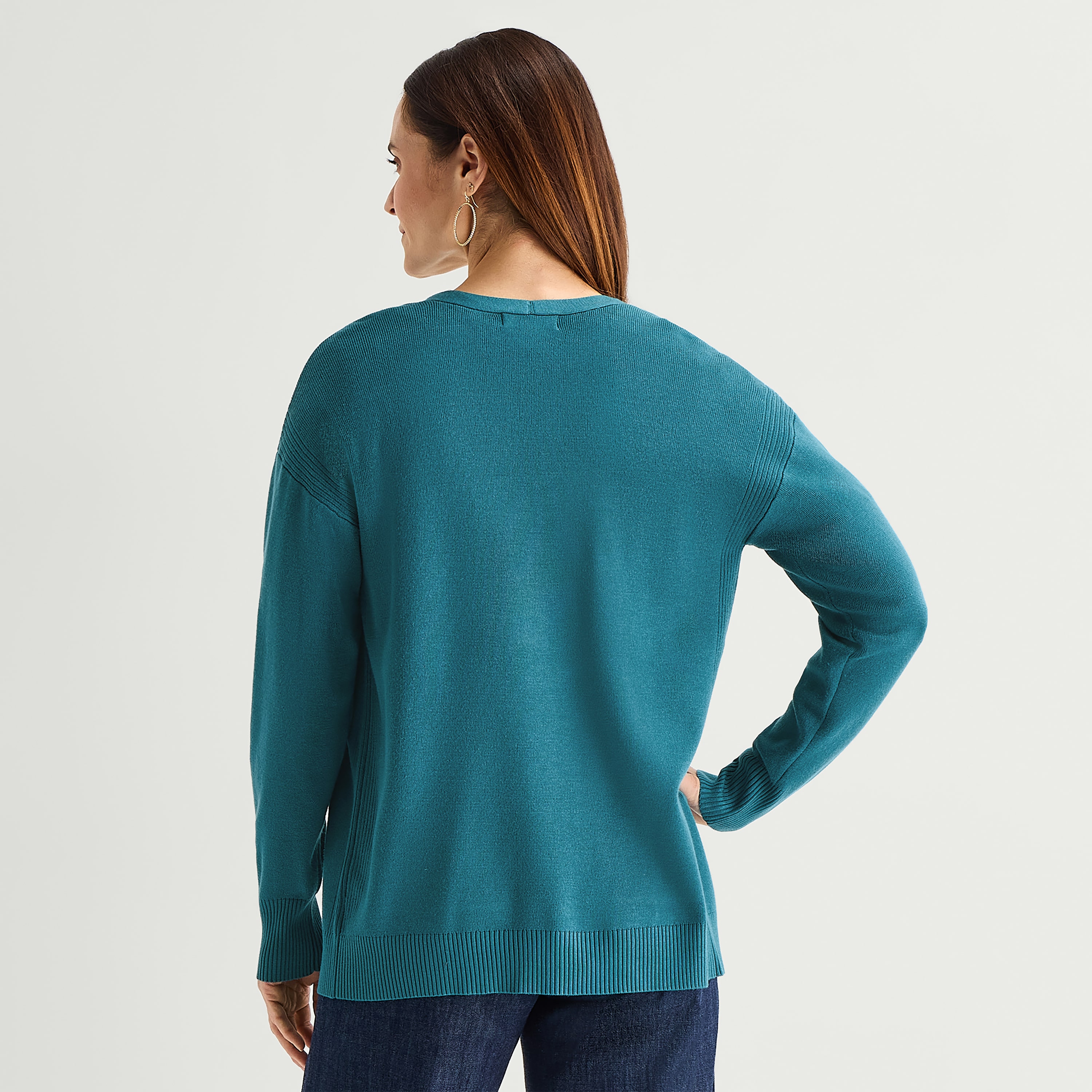 Liz Claiborne Womens V Neck Long Sleeve Open Front Tall Cardigan