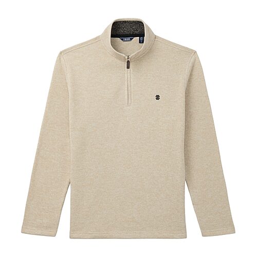 Izod Thermasoft Sweater Fleece Mens Long Sleeve Quarter-zip Pullover In Beige