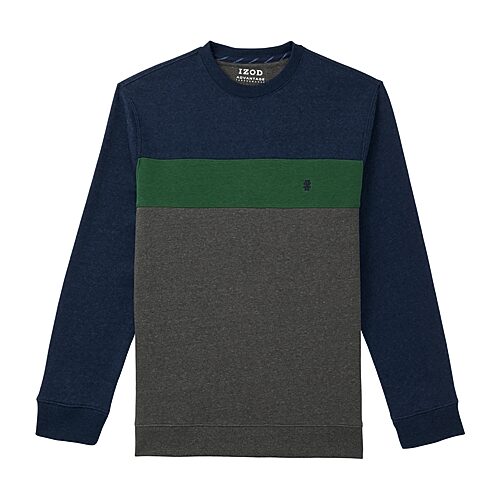 Izod Advantage Performance Mens Crew Neck Long Sleeve Sweatshirt In Blue