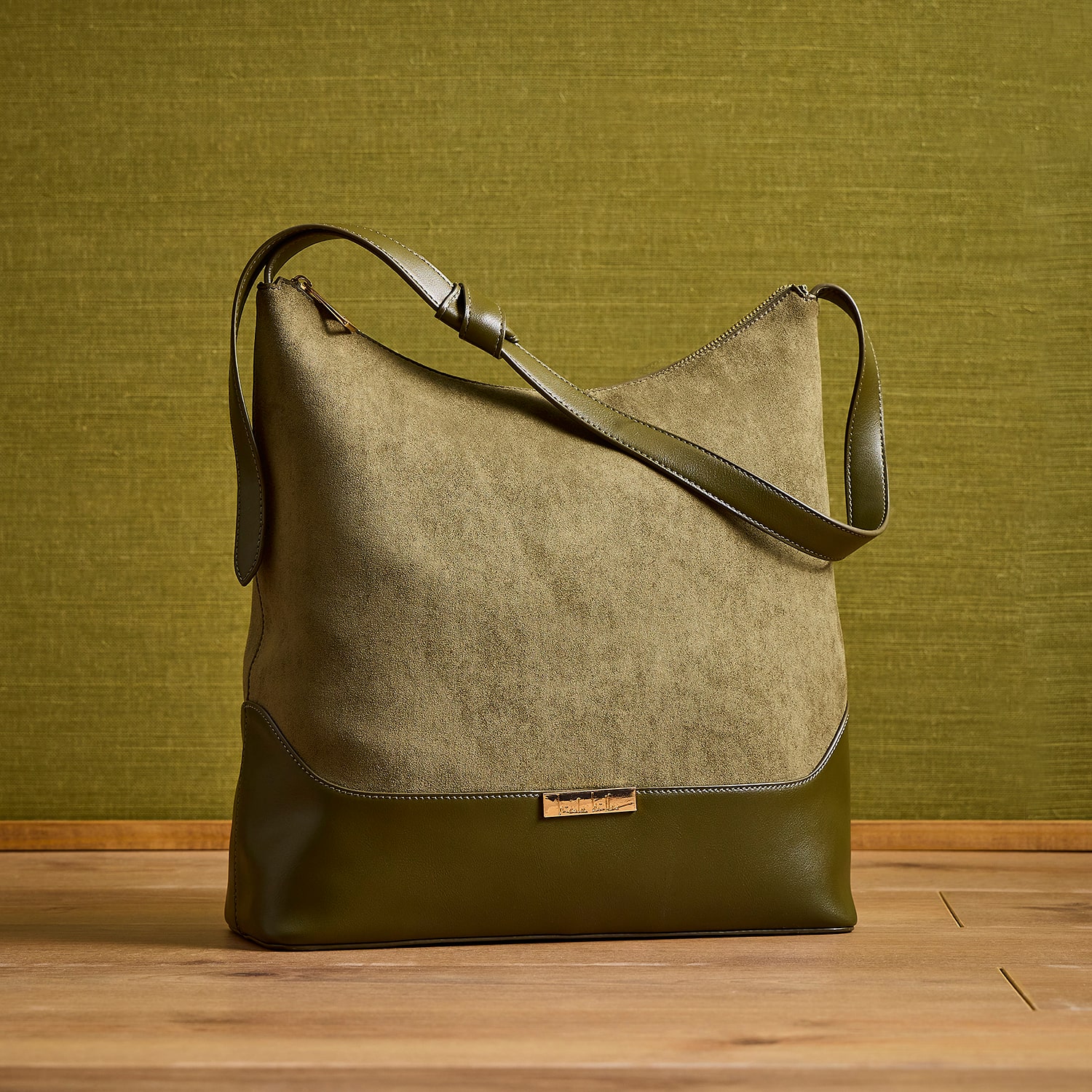 Nicole Miller Mixed Material Hobo Bag