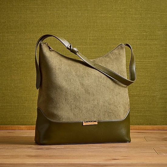 Nicole Miller Mixed Material Hobo Bag
