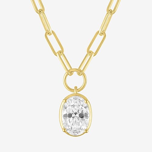 Diamond Addiction (G-H / Si2-I1) Womens 2 CT. T.W. Lab Grown White Diamond 10K Gold Oval 18 Inch Pendant Necklace, One Size, Yellow