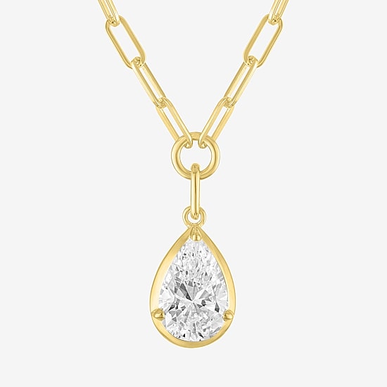 Diamond Addiction (G-H / Si2-I1) Womens 2 CT. T.W. Lab Grown White Diamond 10K Gold Pear 18 Inch Pendant Necklace