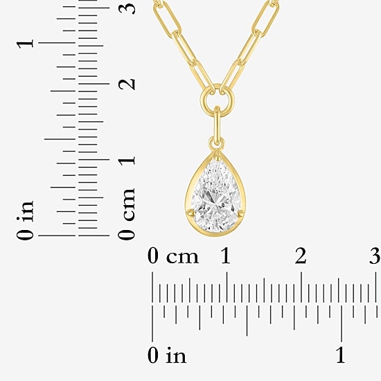 Diamond Addiction (G-H / Si2-I1) Womens 2 CT. T.W. Lab Grown White Diamond 10K Gold Pear 18 Inch Pendant Necklace