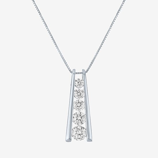 (G-H, Si2-I1) Womens 2 CT. T.W. Lab Grown White Diamond 10K Gold 18 Inch Pendant Necklace