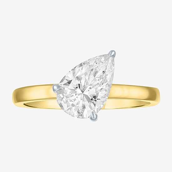 Diamond Addiction (E-F / Vs1-Vs2) Womens 2 CT. Lab Grown White Diamond 10K Gold Pear Solitaire Cocktail Ring
