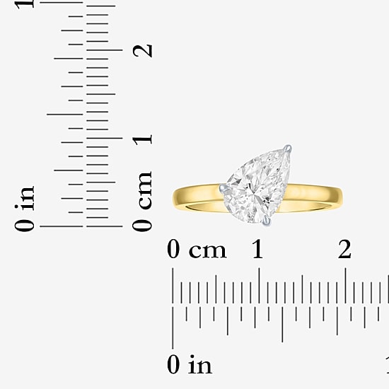Diamond Addiction (E-F / Vs1-Vs2) Womens 2 CT. Lab Grown White Diamond 10K Gold Pear Solitaire Cocktail Ring