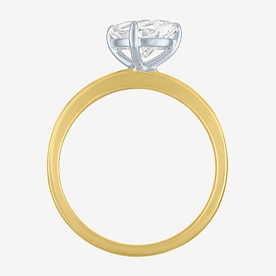 Diamond Addiction (E-F / Vs1-Vs2) Womens 2 CT. Lab Grown White Diamond 10K Gold Pear Solitaire Cocktail Ring