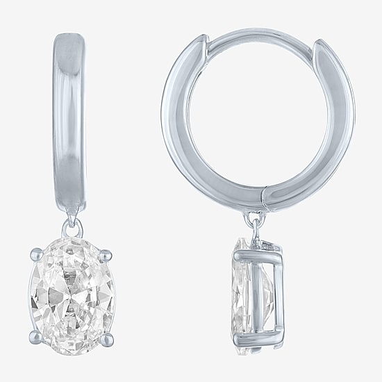 (E-F / Vs1-Vs2) Womens 2 CT. T.W. Lab Grown White Diamond 10K Gold 19.6mm Oval Hoop Earrings