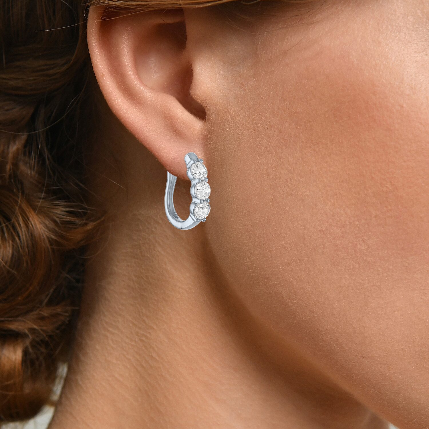 (G-H/Si2-I1) Womens 2 CT. T.W. Lab Grown White Diamond 10K Gold Hoop Earrings