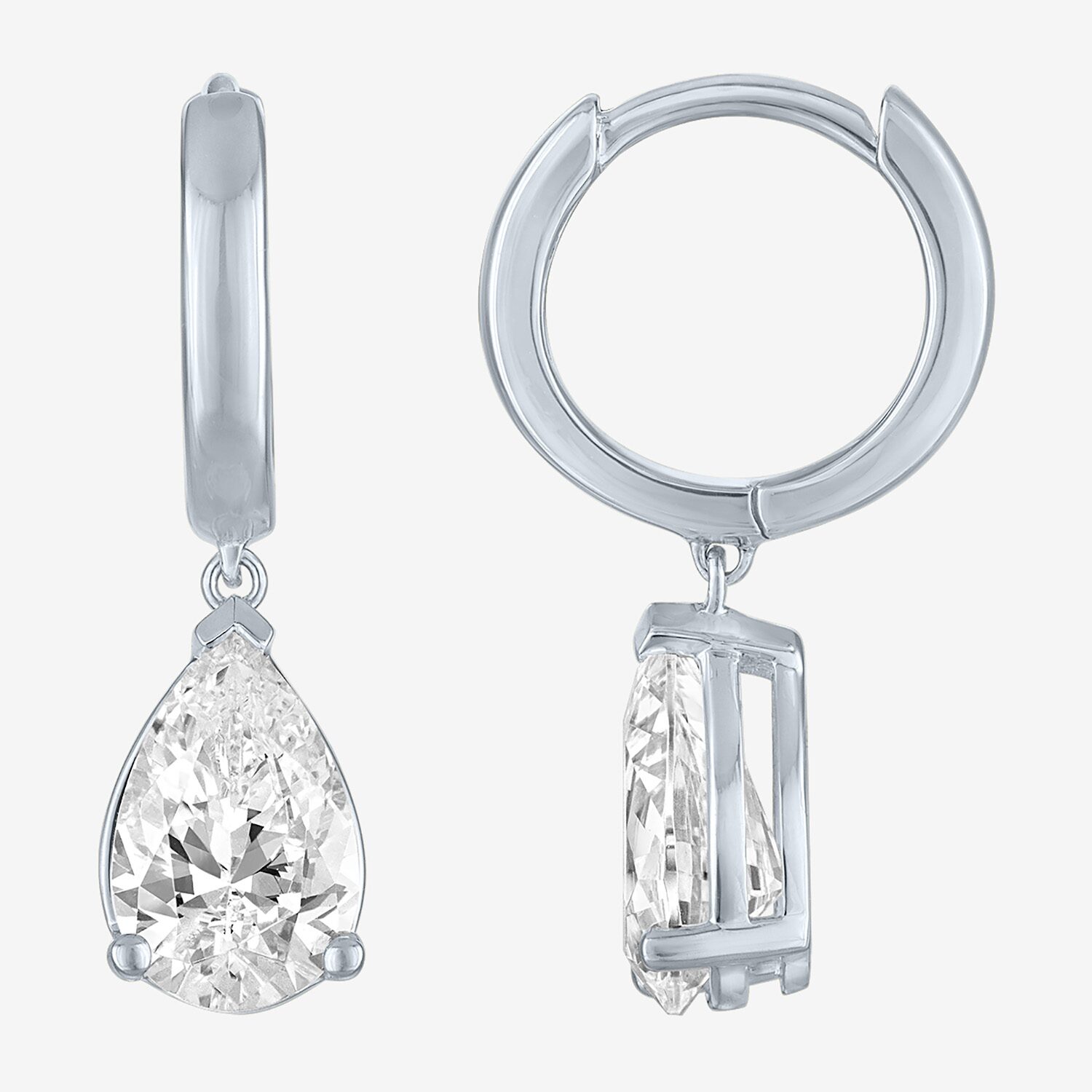 (E-F / Vs1-Vs2) Womens 2 CT. T.W. Lab Grown White Diamond 10K Gold 16.9mm Pear Hoop Earrings