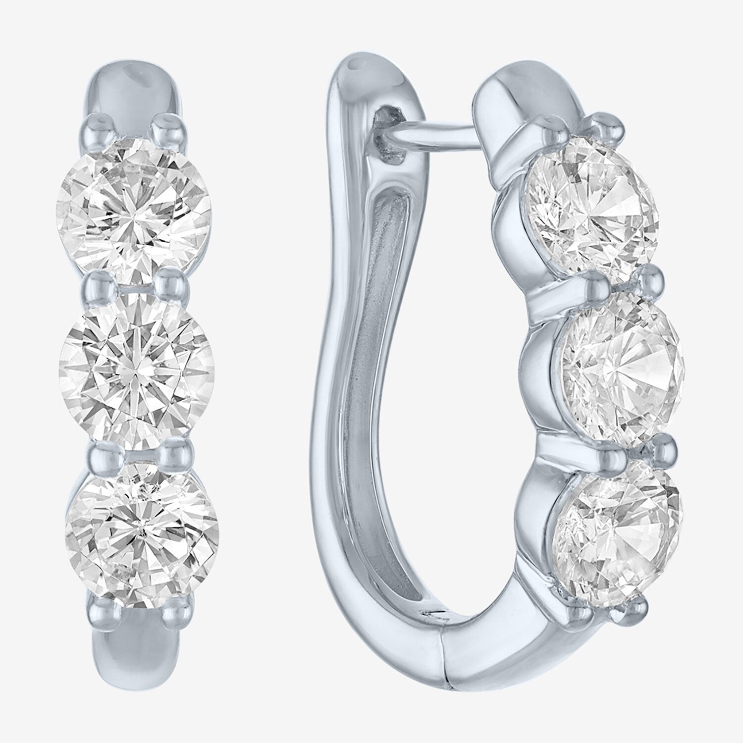(G-H/Si2-I1) Womens 2 CT. T.W. Lab Grown White Diamond 10K Gold Hoop Earrings