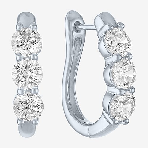 (G-H/Si2-I1) Womens 2 CT. T.W. Lab Grown White Diamond 10K Gold Hoop Earrings, One Size, White
