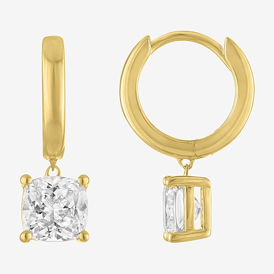 (E-F / Vs1-Vs2) Womens 2 CT. T.W. Lab Grown White Diamond 10K Gold 16.9mm Cushion Hoop Earrings