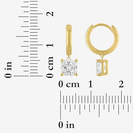 (E-F / Vs1-Vs2) Womens 2 CT. T.W. Lab Grown White Diamond 10K Gold 16.9mm Cushion Hoop Earrings