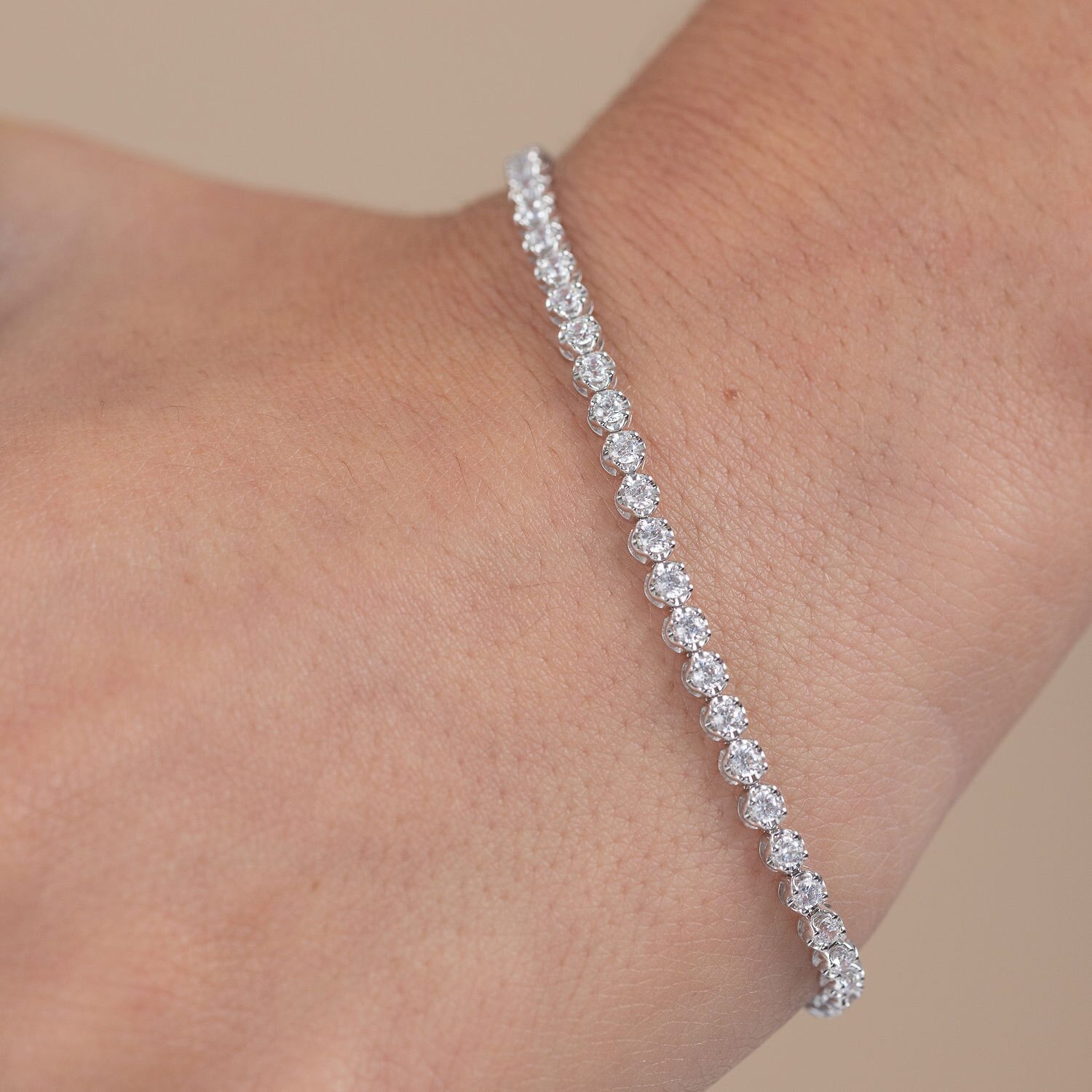 H-I/ I1) Womens CT. T.W. Lab Grown White Diamond 10K Gold 7.25 Inch Tennis Bracelet