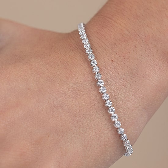 (H-I/ I1) Womens 2 CT. T.W. Lab Grown White Diamond 10K Gold 7.25 Inch Tennis Bracelet