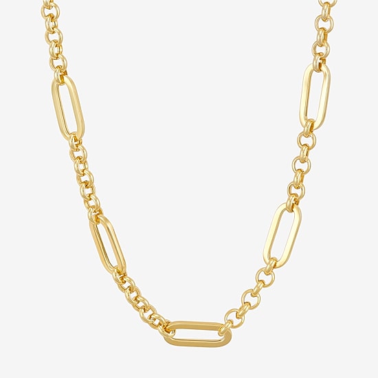 Bonded Brilliance Womens 14K Gold Bonded With Sterling Silver 18 Inch Link Chain Necklace