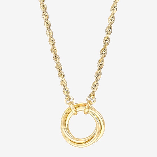 Womens 10K Gold Round 18 Inch Pendant Necklace
