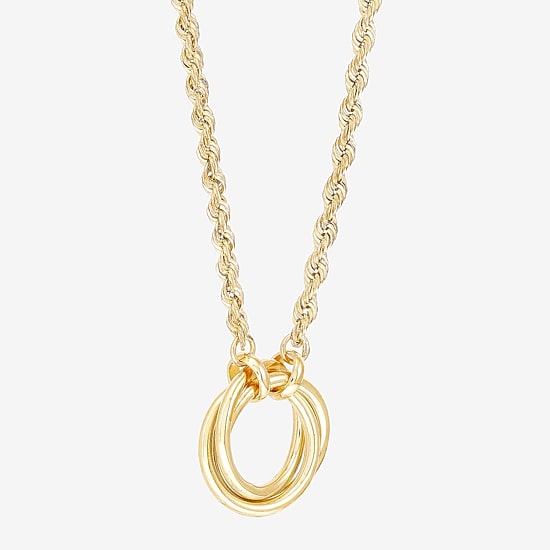 Womens 10K Gold Round 18 Inch Pendant Necklace