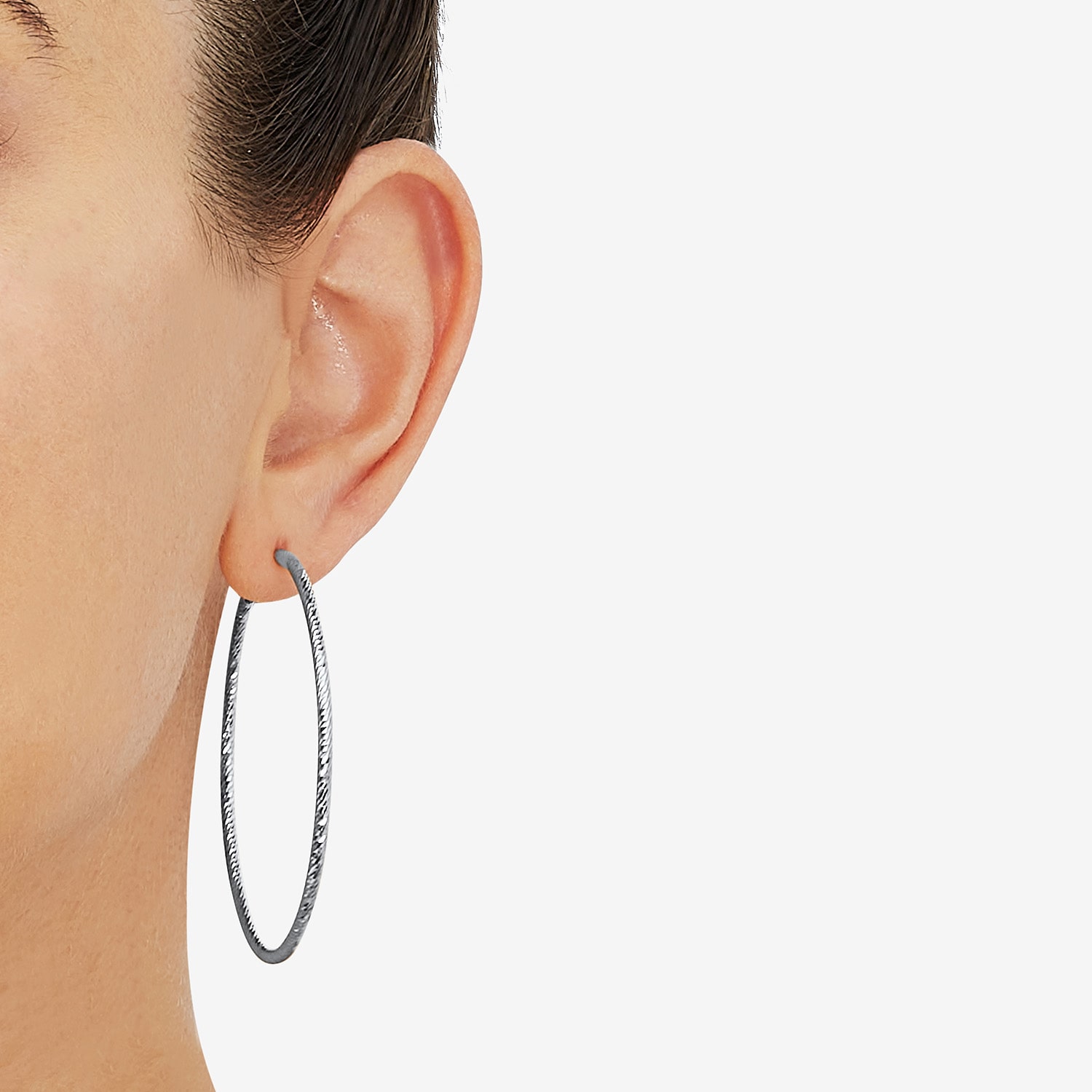 Silver Addiction Womens Sterling Silver 55mm Hoop Earrings