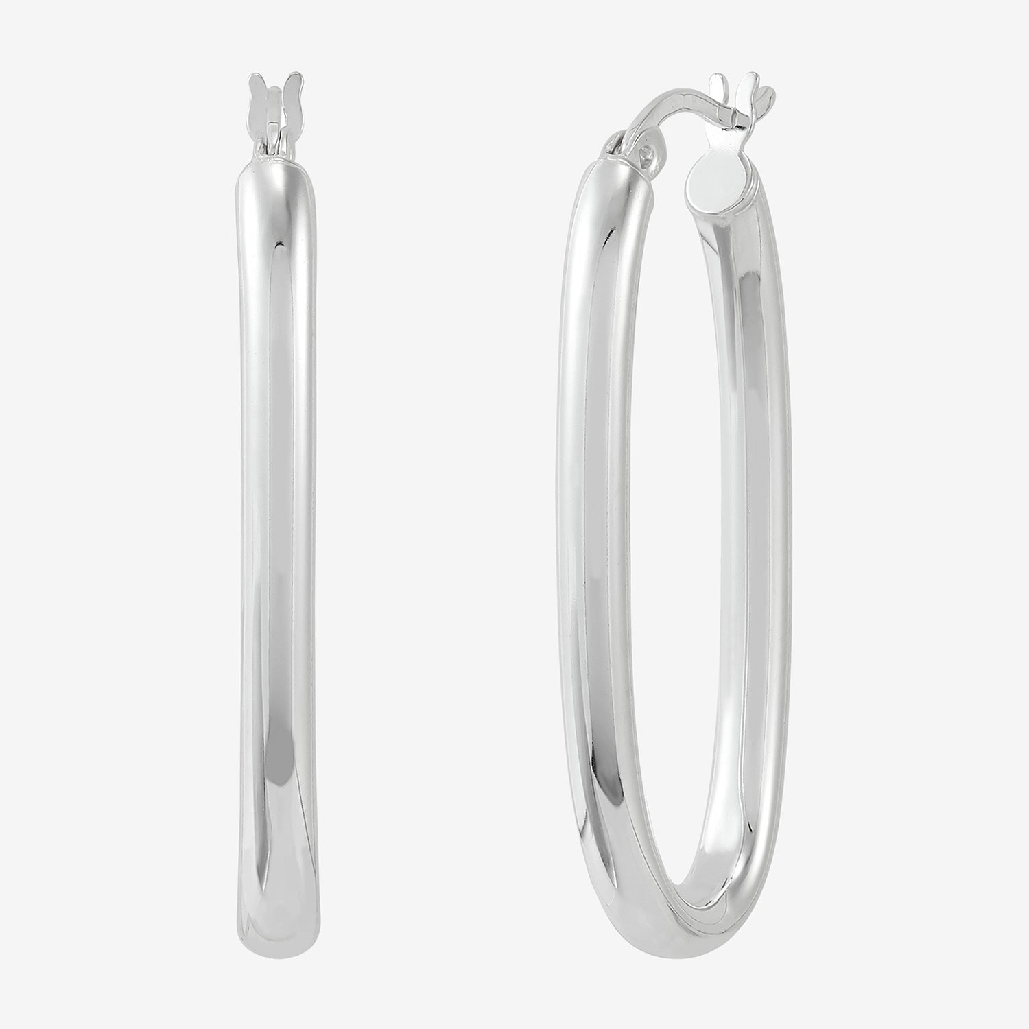 Silver Addiction Womens Sterling Silver 35mm Hoop Earrings