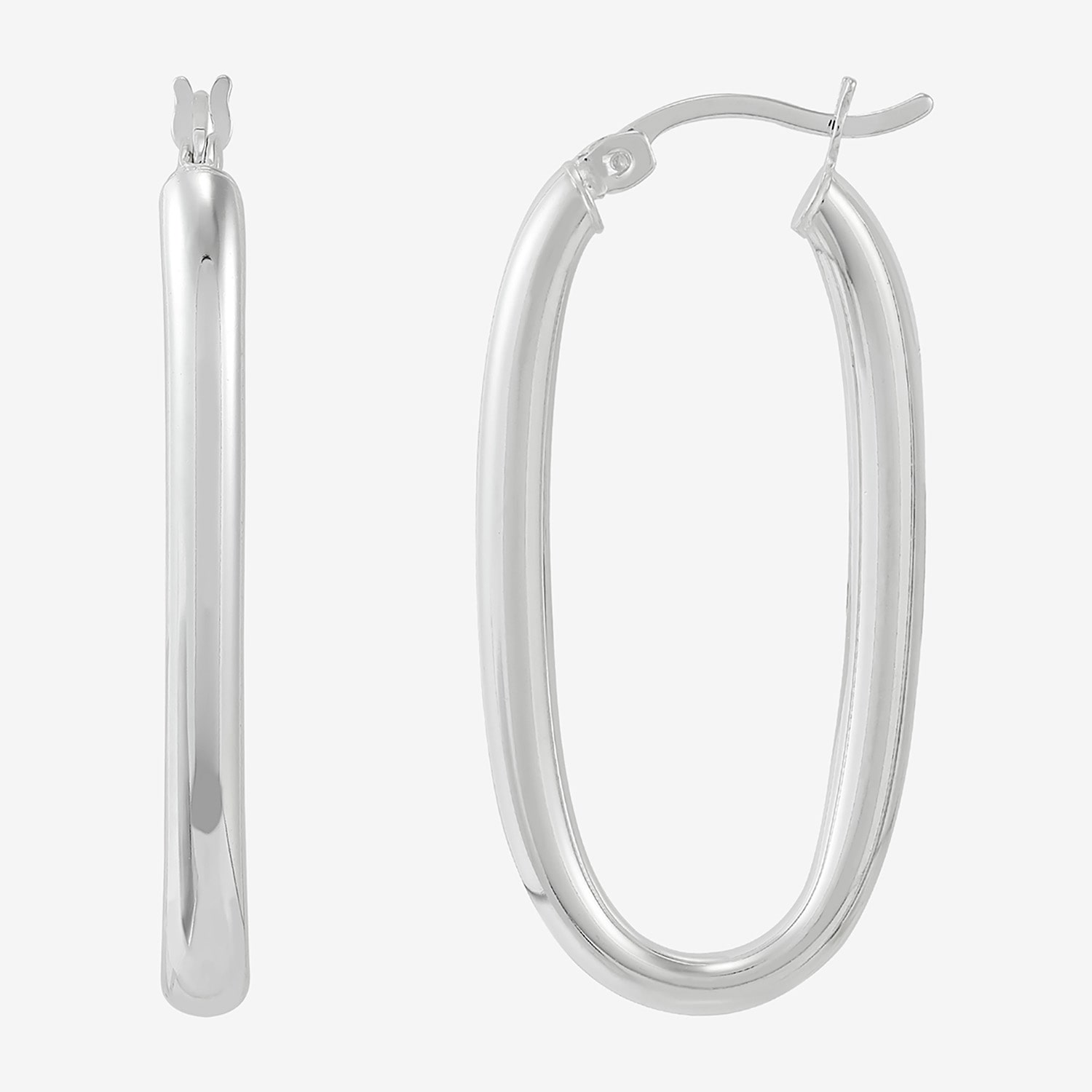 Silver Addiction Womens Sterling Silver 35mm Hoop Earrings