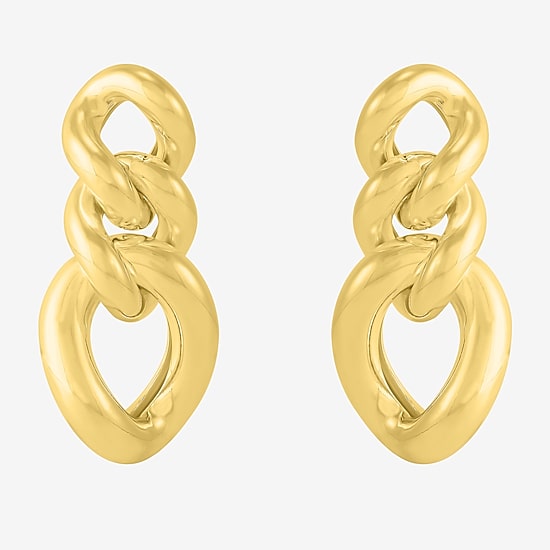 Silver Addiction Womens 18K Gold Over Silver Drop Earrings