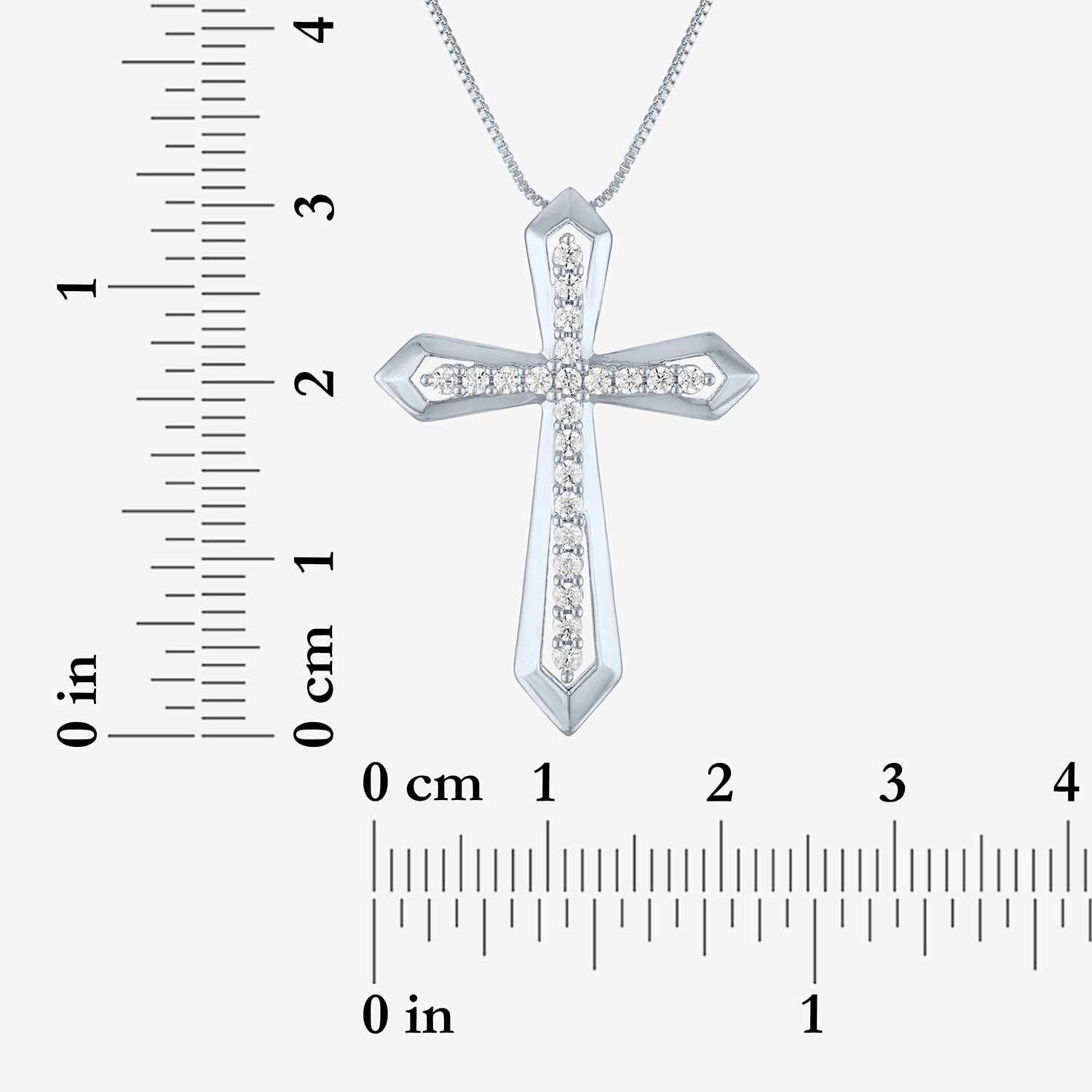 Religious Jewelry (G-H / Si1-Si2) Womens 1/3 CT. T.W. Lab Grown White Diamond Pure Silver Over Brass Cross 18 Inch Pendant Necklace