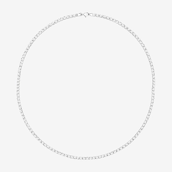 (G-H / Vs1-Vs2) Womens White Diamond Sterling Silver 17 Inch Tennis Necklace