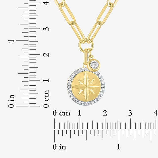 (G-H / Si1-Si2) Womens 1/3 CT. T.W. Lab Grown White Diamond 14K Gold Over Brass 18 Inch Pendant Necklace