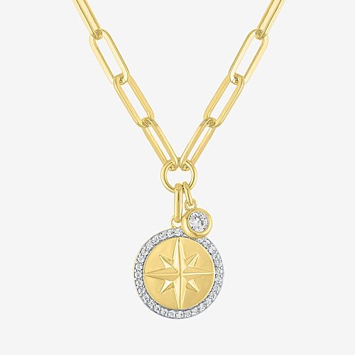 Fine Jewelry (g-h / Si1-si2) Womens 1/3 Ct. T.w. Lab Grown White Diamond 14k Gold Over Brass 18 Inch Pendant Neck In Yellow