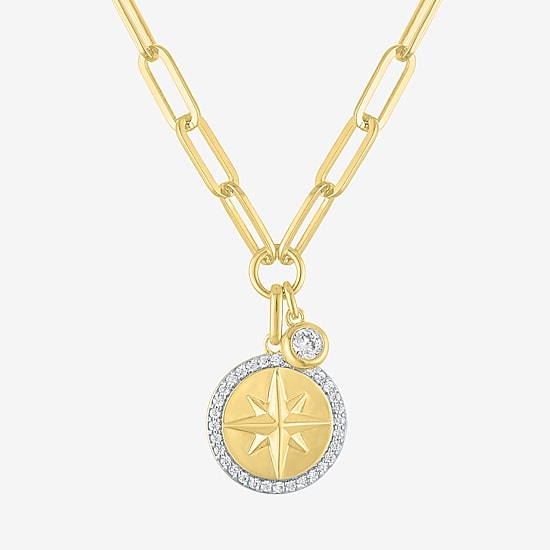 (G-H / Si1-Si2) Womens 1/3 CT. T.W. Lab Grown White Diamond 14K Gold Over Brass 18 Inch Pendant Necklace