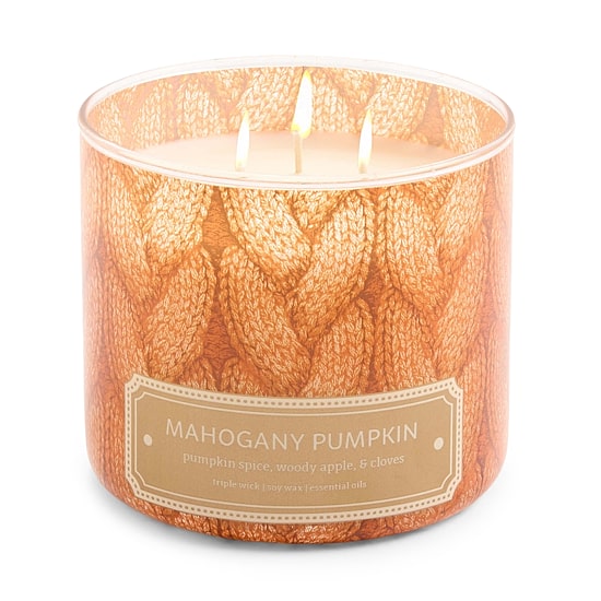 Distant Lands 14oz Mahagony Pumpkin 3-Wick Scented Jar Candle