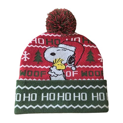 Bioworld Peanuts Mens Snoopy & Woodstock Beanie In Red