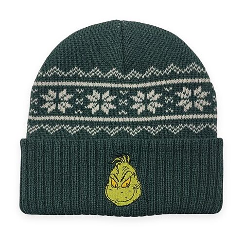 Bioworld Grinch Mens Embroidered Beanie In Green