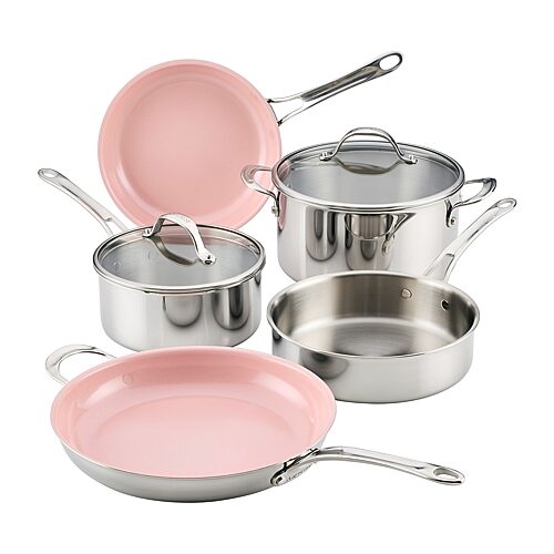 Anolon Everlast Tri-ply 7-pc. Cookware Set In Silver