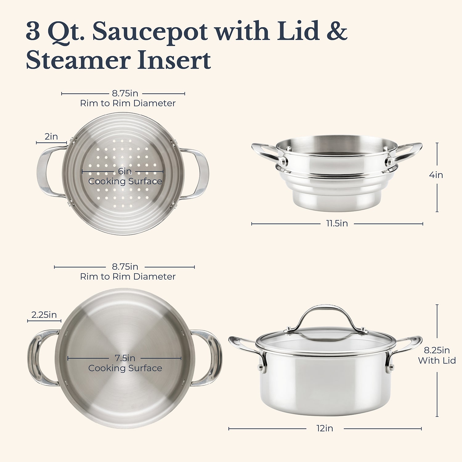 Anolon Everlast Tri-Ply 3 Qt 2-pc. Sauce Pan