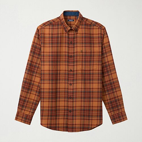 Izod Stratton Mens Long Sleeve Regular Fit Flannel Shirt In Brown