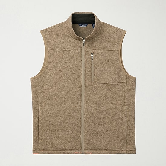 IZOD Houndstooth Stripe Mens Lightweight Fleece Vest