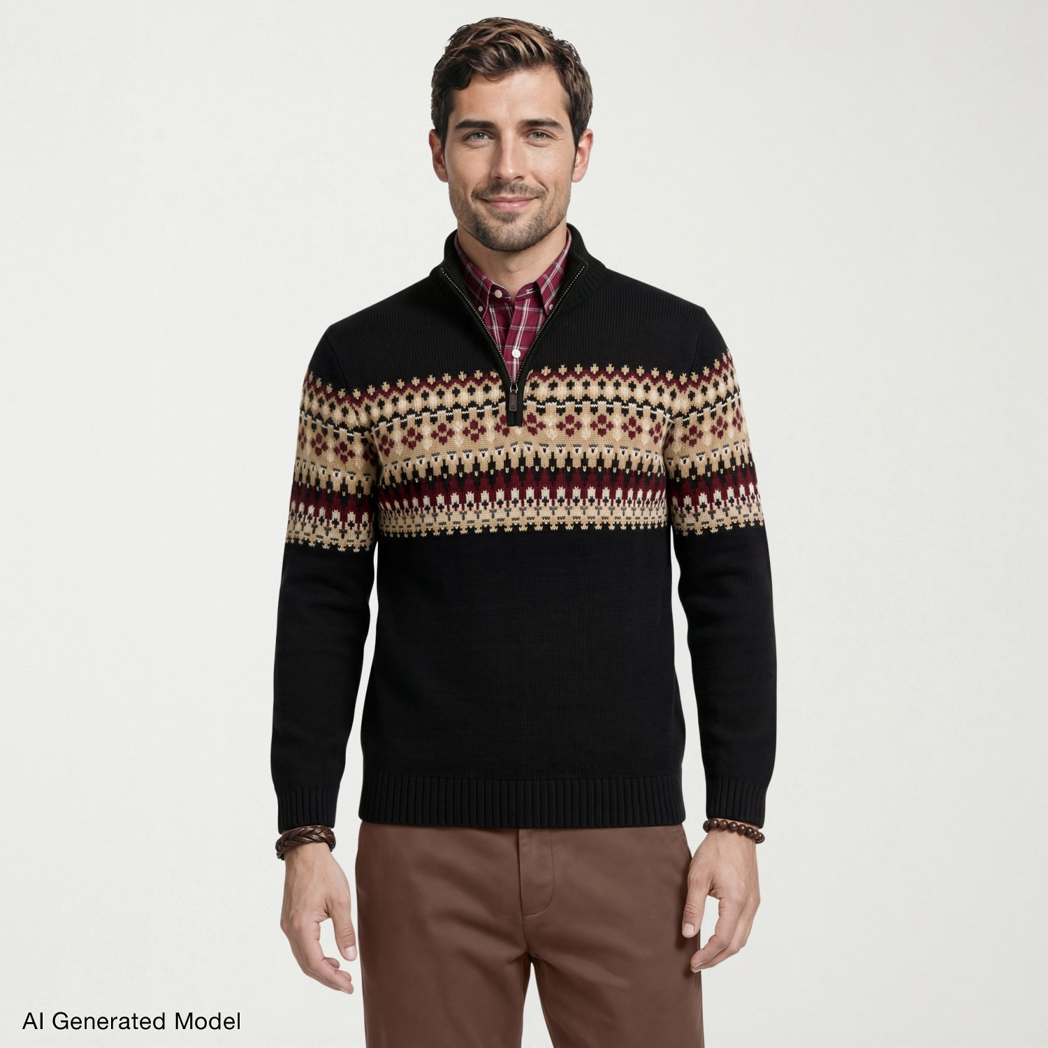 IZOD Fair Isle Mens Long Sleeve Pullover Sweater