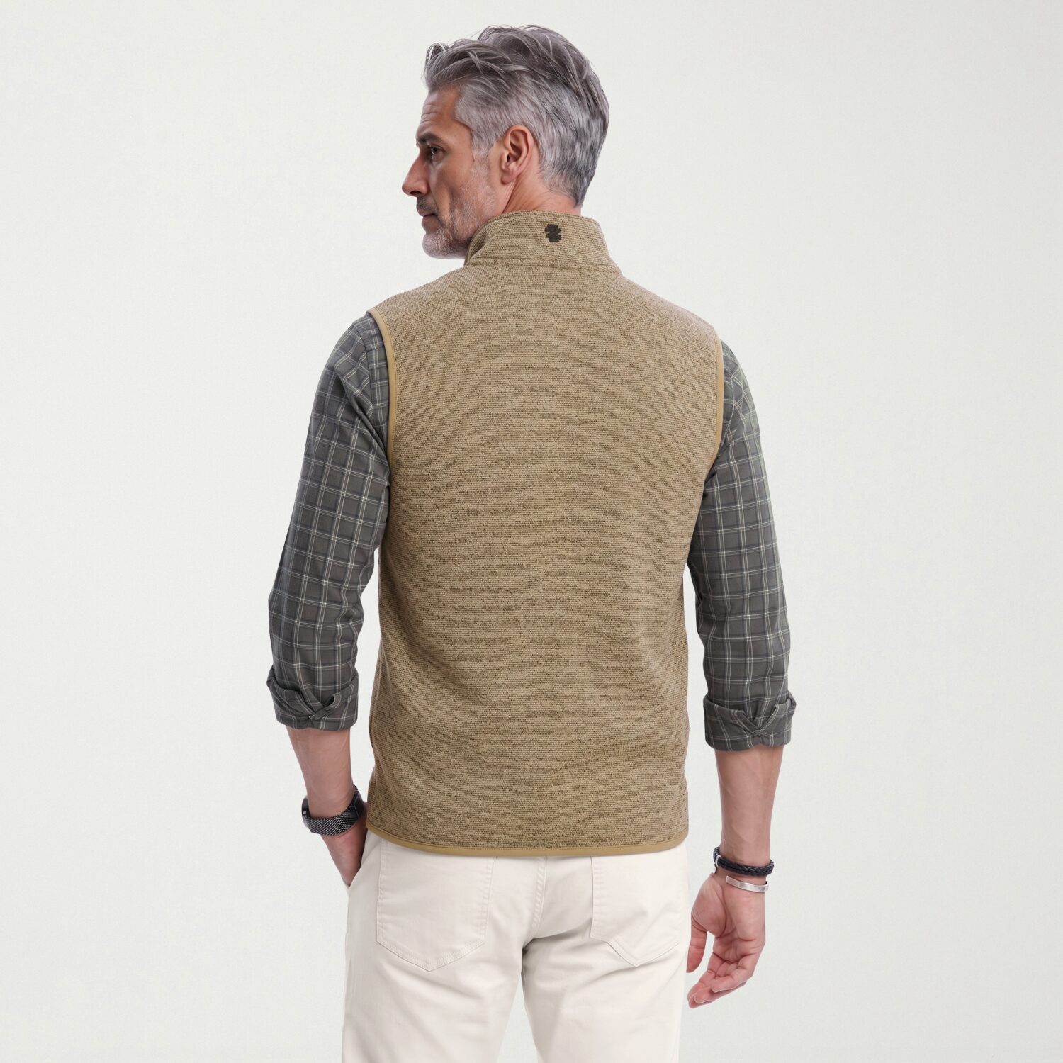 IZOD Houndstooth Stripe Fleece Mens Lightweight Vest
